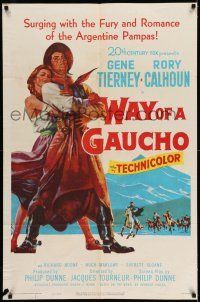 9p957 WAY OF A GAUCHO 1sh '52 Gene Tierney, Rory Calhoun, Richard Boone!
