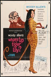 9p964 WHAT'S UP TIGER LILY 1sh '66 wacky Woody Allen Japanese spy spoof with dubbed dialog!