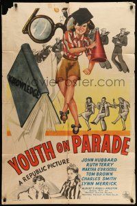 9p999 YOUTH ON PARADE 1sh '42 patriotic teen musical, John Hubbard, Ruth Terry!!
