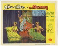 9r541 ABBOTT & COSTELLO MEET THE MUMMY LC #5 '55 three ladies & guy posing in harem girl costumes!