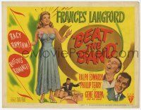 9r029 BEAT THE BAND TC '47 artwork of sexy Frances Langford & Gene Krupa playing drums!