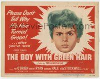 9r048 BOY WITH GREEN HAIR TC '48 huge headshot of Dean Stockwell, a kid who wants to end war!