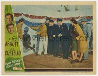 9r588 BUCK PRIVATES COME HOME LC #6 '47 Bud Abbott shows Pendleton, MacBride & others hole in fence!