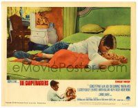 9r599 CARPETBAGGERS LC #7 '64 great romantic image of George Peppard & Carroll Baker on bed!