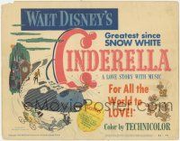 9r071 CINDERELLA TC '50 Disney's classic cartoon love story with music, greatest since Snow White!