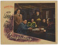 9r622 CONSPIRATORS LC '44 Hedy Lamarr, Peter Lorre & Sydney Greenstreet sitting at table!