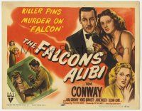 9r124 FALCON'S ALIBI TC '46 art of detective Tom Conway in tuxedo with pretty Rita Corday!