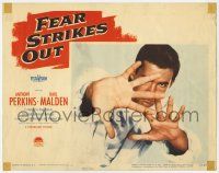 9r669 FEAR STRIKES OUT LC #1 '57 close up of Anthony Perkins as mentally troubled Jim Pearsall!