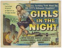 9r144 GIRLS IN THE NIGHT TC '53 great art of barely dressed sexy smoking bad girl Joyce Holden!