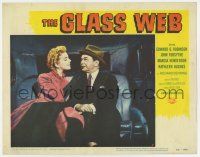 9r691 GLASS WEB LC #7 '53 c/u of Edward G. Robinson & sexy Kathleen Hughes in back seat of car!