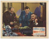 9r742 HOUSE OF STRANGERS LC #6 '49 smoking Edward G. Robinson & his henchmen with box of money!