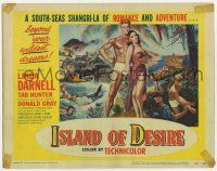 9r187 ISLAND OF DESIRE TC '52 full-length art of sexy Linda Darnell & barechested Tab Hunter!