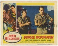 9r773 JUNGLE MOON MEN LC '55 Johnny Weissmuller points at man taking items from a container!