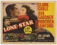 9r224 LONE STAR TC '51 artwork of Clark Gable with gun & kissing sexy Ava Gardner!
