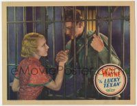 9r791 LUCKY TEXAN LC '34 pretty Barbra Sheldon holds hands with John Wayne through jail bars!