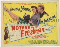 9r259 MOTHER IS A FRESHMAN TC '49 art of Loretta Young & Van Johnson, the cheer leader of the year