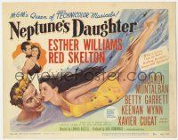 9r272 NEPTUNE'S DAUGHTER TC '49 wonderful art of sexy swimmer Esther Williams & Red Skelton!