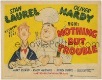 9r284 NOTHING BUT TROUBLE TC '45 great Al Hirscfeld art of Stan Laurel & Oliver Hardy!