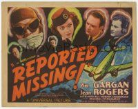9r322 REPORTED MISSING TC '37 art of William Gargan, Jean Rogers & cool airplane!