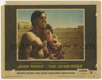 9r895 SEARCHERS LC #1 '56 John Ford classic, c/u of barechested Jeff Hunter & scared Natalie Wood!