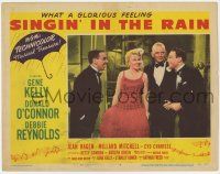 9r902 SINGIN' IN THE RAIN LC #4 '52 Gene Kelly & Millard Mitchell smile at Jean Hagen on the set!