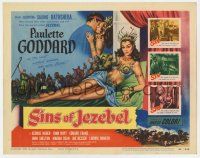 9r394 SINS OF JEZEBEL TC '53 art of sexy Paulette Goddard as the most wicked woman who ever lived!