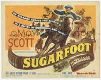 9r424 SUGARFOOT TC '51 cool artwork of of cowboy Randolph Scott on horseback!