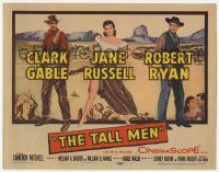 9r432 TALL MEN TC '55 full-length art of Clark Gable, sexy Jane Russell showing leg & Robert Ryan!