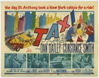 9r440 TAXI TC '53 artwork of Dan Dailey & Constance Smith in yellow cab in New York City!