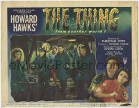9r933 THING LC #6 '51 Howard Hawks classic horror, Margaret Sheridan stands behind men w/ weapons!