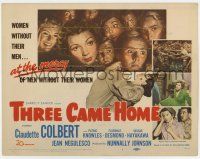 9r467 THREE CAME HOME TC '49 artwork of Claudette Colbert & prison women without their men!