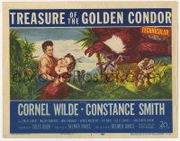 9r494 TREASURE OF THE GOLDEN CONDOR TC '53 art of Cornel Wilde grabbing girl & attacked by snake!