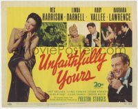 9r516 UNFAITHFULLY YOURS TC '48 Rex Harrison, sexy Linda Darnell, Rudy Vallee, Lawrence, Sturges