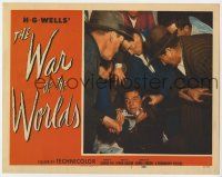 9r969 WAR OF THE WORLDS LC #1 '53 men help wounded Gene Barry get up off the ground, classic!