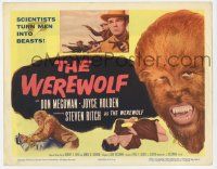 9r528 WEREWOLF TC '56 best image of Steven Ritch as the wolf-man, scientists turn men into beasts!