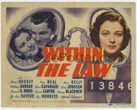 9r533 WITHIN THE LAW TC '39 cool art of handcuffs around pretty Ruth Hussey & Tom Neal!