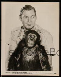 9s959 JUNGLE MOON MEN 2 8x10 stills '55 c/u's of Johnny Weissmuller, Jean Byron & Kimba the chimp!