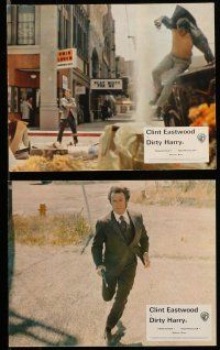 9s075 DIRTY HARRY 7 color English FOH LCs '71 great images of Clint Eastwood, Don Siegel classic!