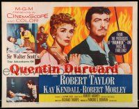 9t009 ADVENTURES OF QUENTIN DURWARD style B 1/2sh '55 hero Robert Taylor, pretty Kay Kendall!