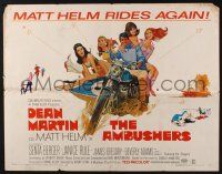 9t014 AMBUSHERS 1/2sh '67 art of Dean Martin as Matt Helm with sexy Slaygirls on motorcycle!