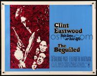 9t032 BEGUILED 1/2sh '71 cool psychedelic art of Clint Eastwood & Geraldine Page, Don Siegel