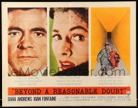 9t035 BEYOND A REASONABLE DOUBT style A 1/2sh '56 Fritz Lang noir, Dana Andrews & Joan Fontaine!
