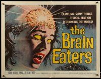 9t053 BRAIN EATERS 1/2sh '58 AIP, classic horror art of girl's brain exploding!