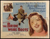 9t055 BRIDE WORE BOOTS style A 1/2sh '46 romantic art of Barbara Stanwyck & Robert Cummings!
