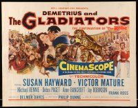 9t081 DEMETRIUS & THE GLADIATORS 1/2sh '54 Victor Mature & Susan Hayward in sequel to The Robe!