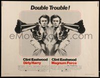 9t085 DIRTY HARRY/MAGNUM FORCE 1/2sh '75 cool mirror image of Clint Eastwood, double trouble!