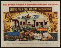 9t091 DUEL IN THE JUNGLE 1/2sh '54 Dana Andrews, sexy Jeanne Crain, African adventure artwork!
