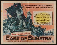 9t094 EAST OF SUMATRA style A 1/2sh '54 Jeff Chandler, sexy Marilyn Maxwell, Anthony Quinn!