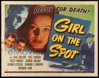 9t131 GIRL ON THE SPOT 1/2sh '45 film noir musical, decoy for death, cool art of Lois Collier & gun!