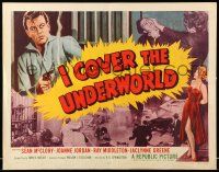 9t164 I COVER THE UNDERWORLD style A 1/2sh '55 cool art of sexy smoking bad girl & McClory w/gun!